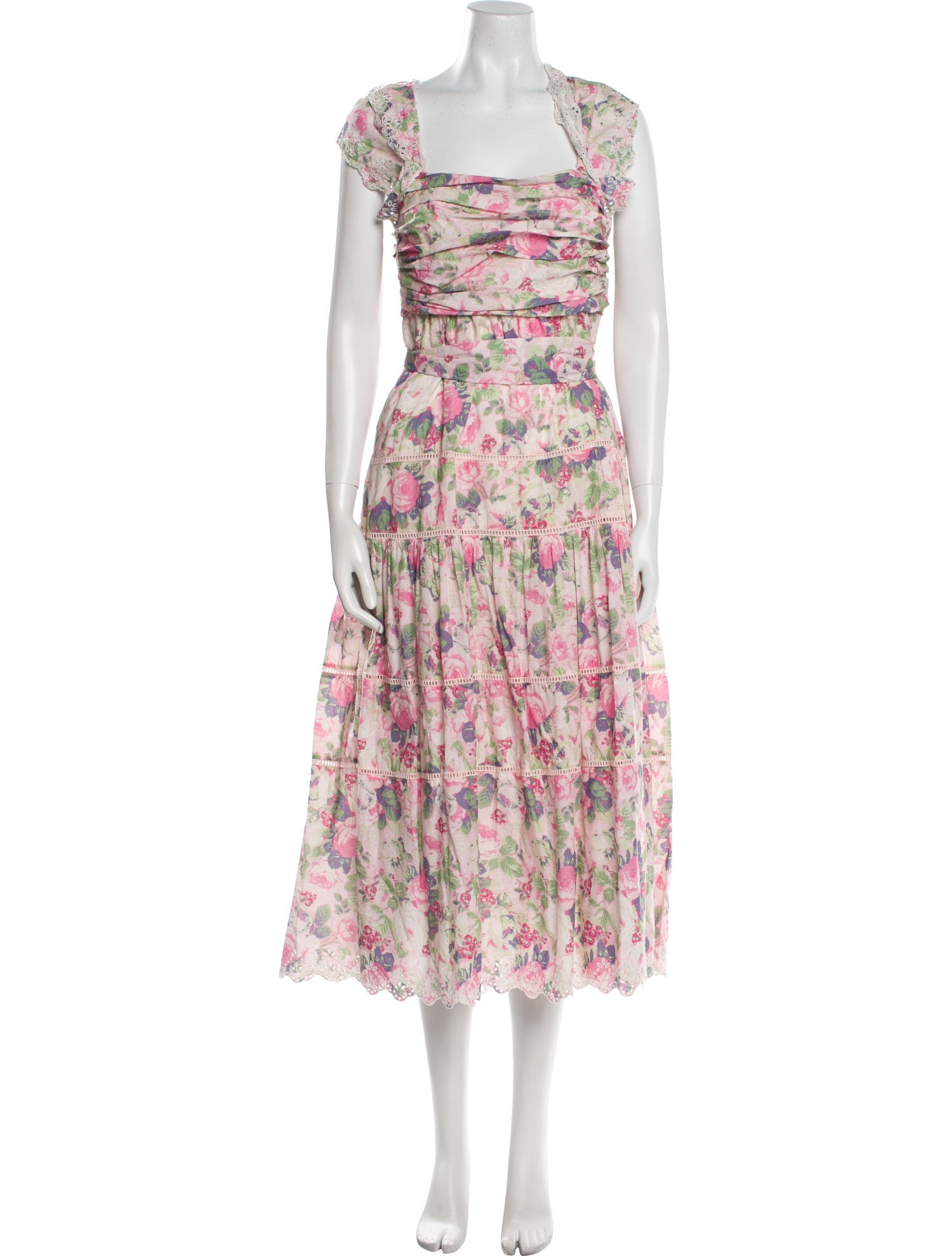 LoveShackFancy Floral Print Long Dress