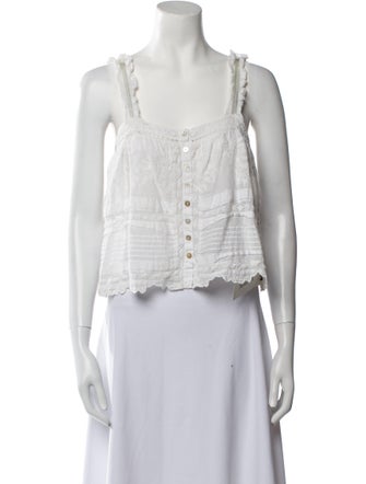 LoveShackFancy Square Neckline Sleeveless Crop Top