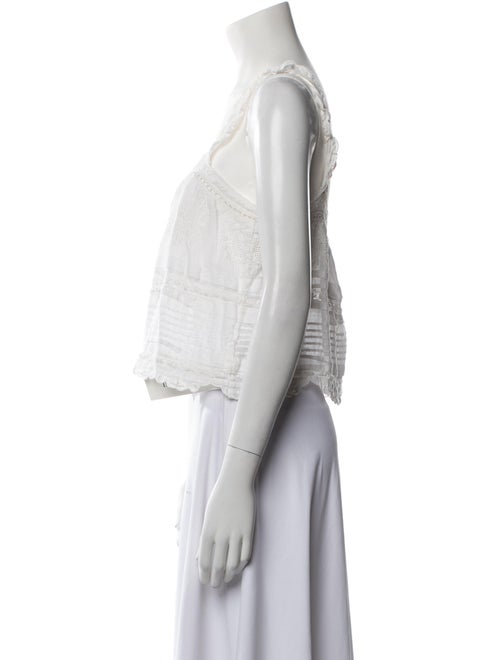 LoveShackFancy Square Neckline Sleeveless Crop Top