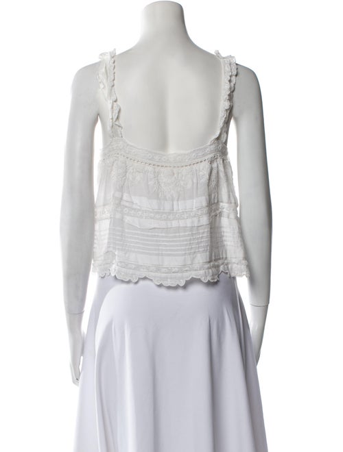 LoveShackFancy Square Neckline Sleeveless Crop Top