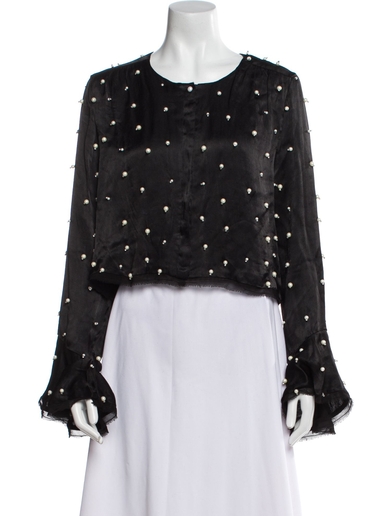 LoveShackFancy Polka Dot Print Scoop Neck Crop Top