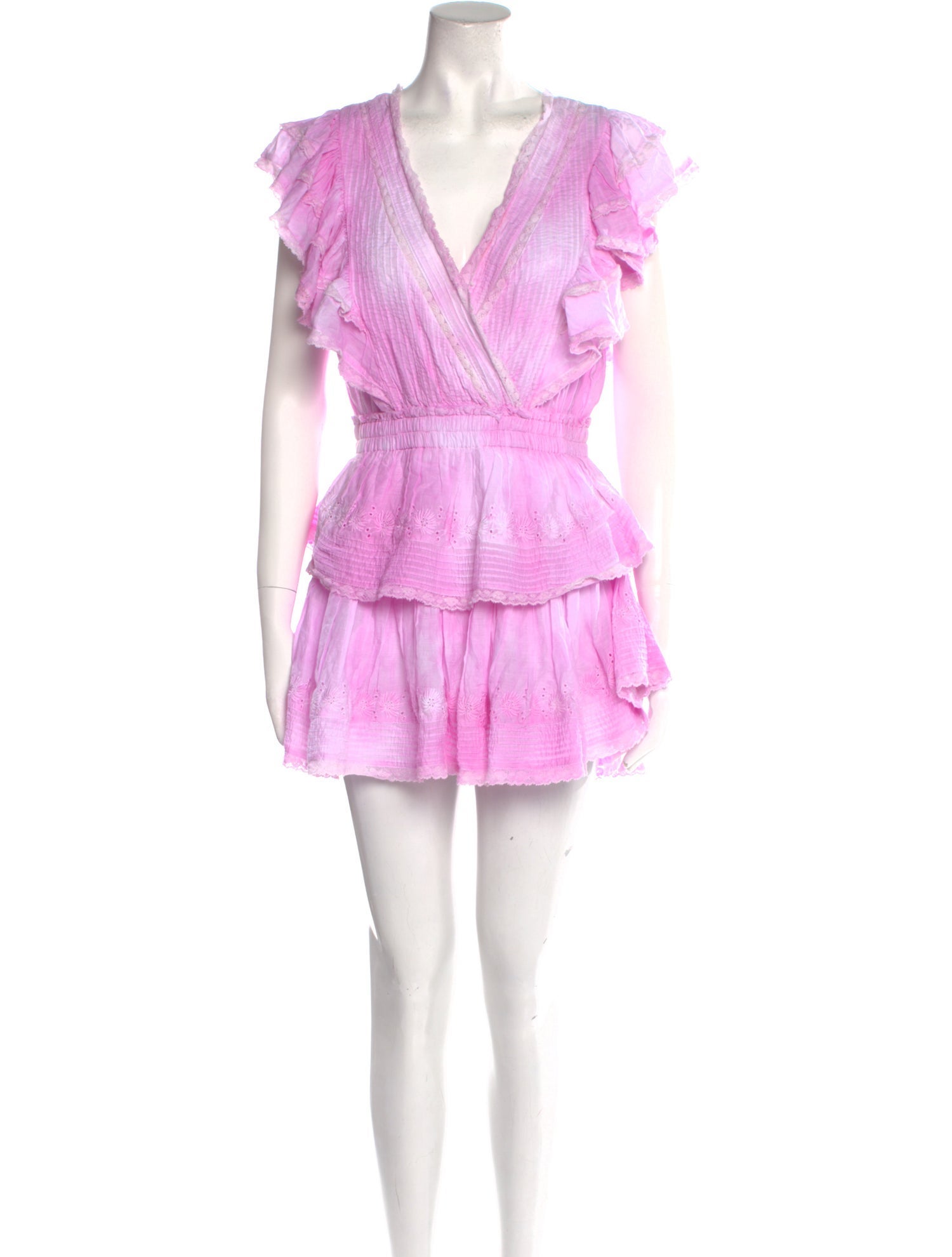 LoveShackFancy V-Neck Mini Dress