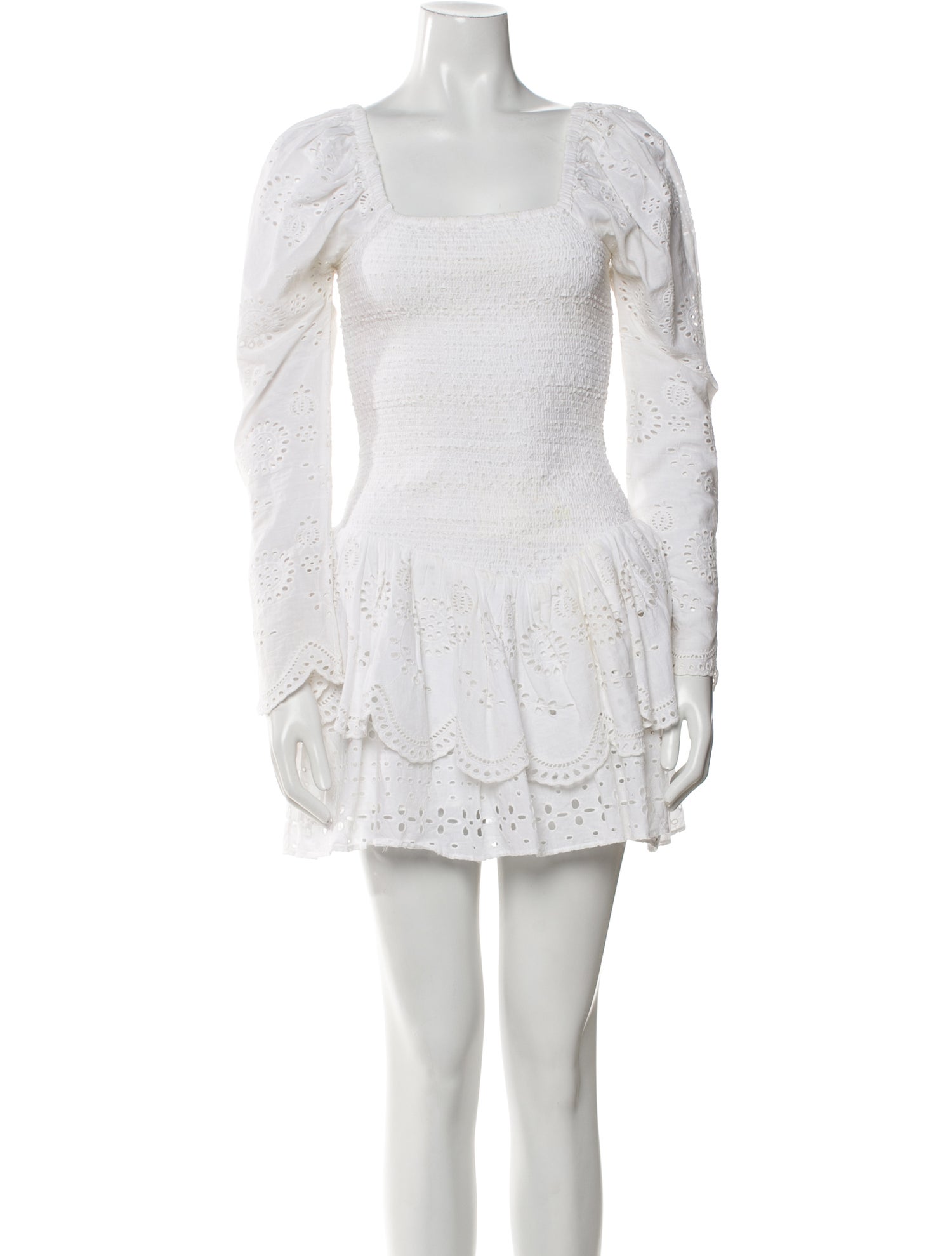 LoveShackFancy Square Neckline Mini Dress