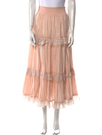 LoveShackFancy Mesh Accents Midi Length Skirt