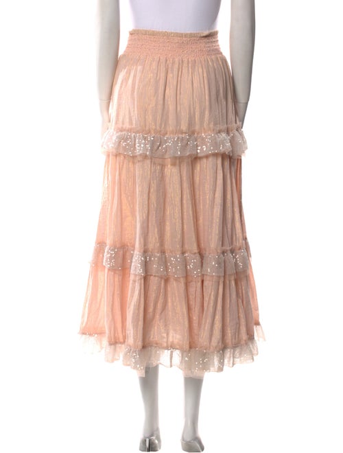 LoveShackFancy Mesh Accents Midi Length Skirt