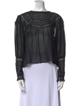 LoveShackFancy Silk Bateau Neckline Blouse