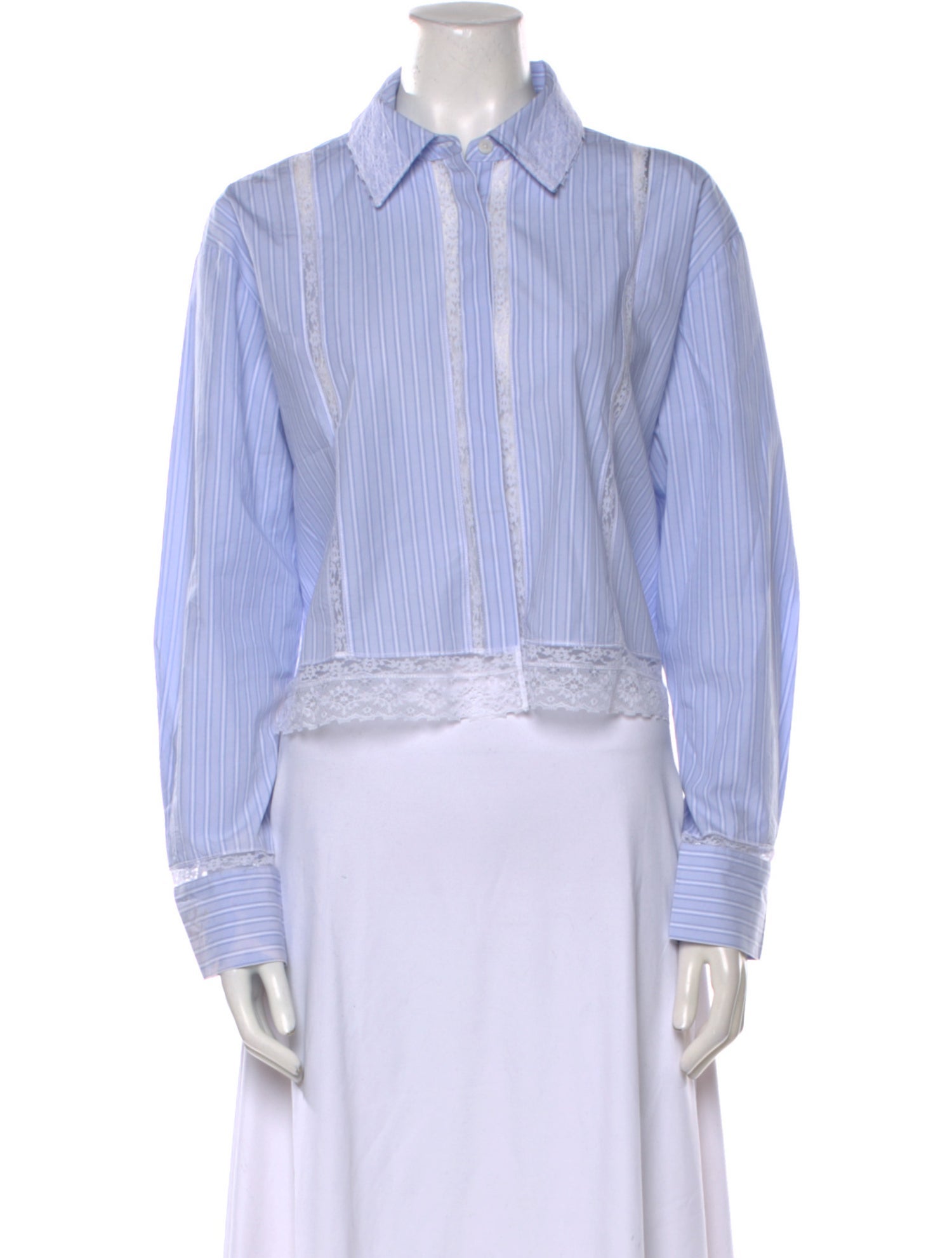 LoveShackFancy Striped Long Sleeve Crop Top