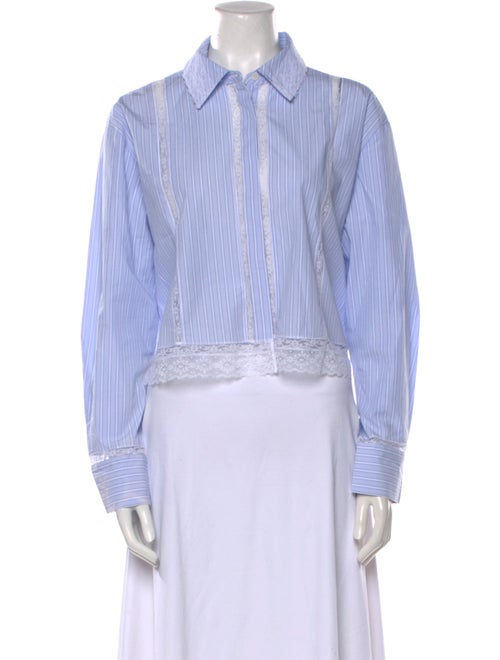 LoveShackFancy Striped Long Sleeve Crop Top