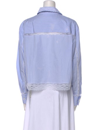 LoveShackFancy Striped Long Sleeve Crop Top