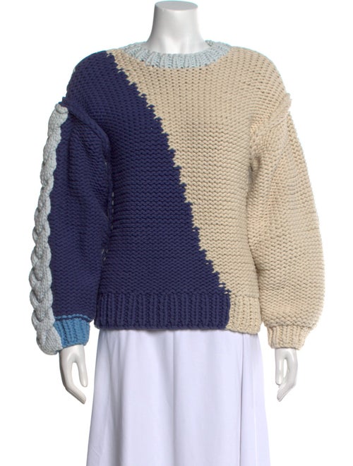 LoveShackFancy Colorblock Pattern Scoop Neck Sweater