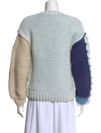 LoveShackFancy Colorblock Pattern Scoop Neck Sweater