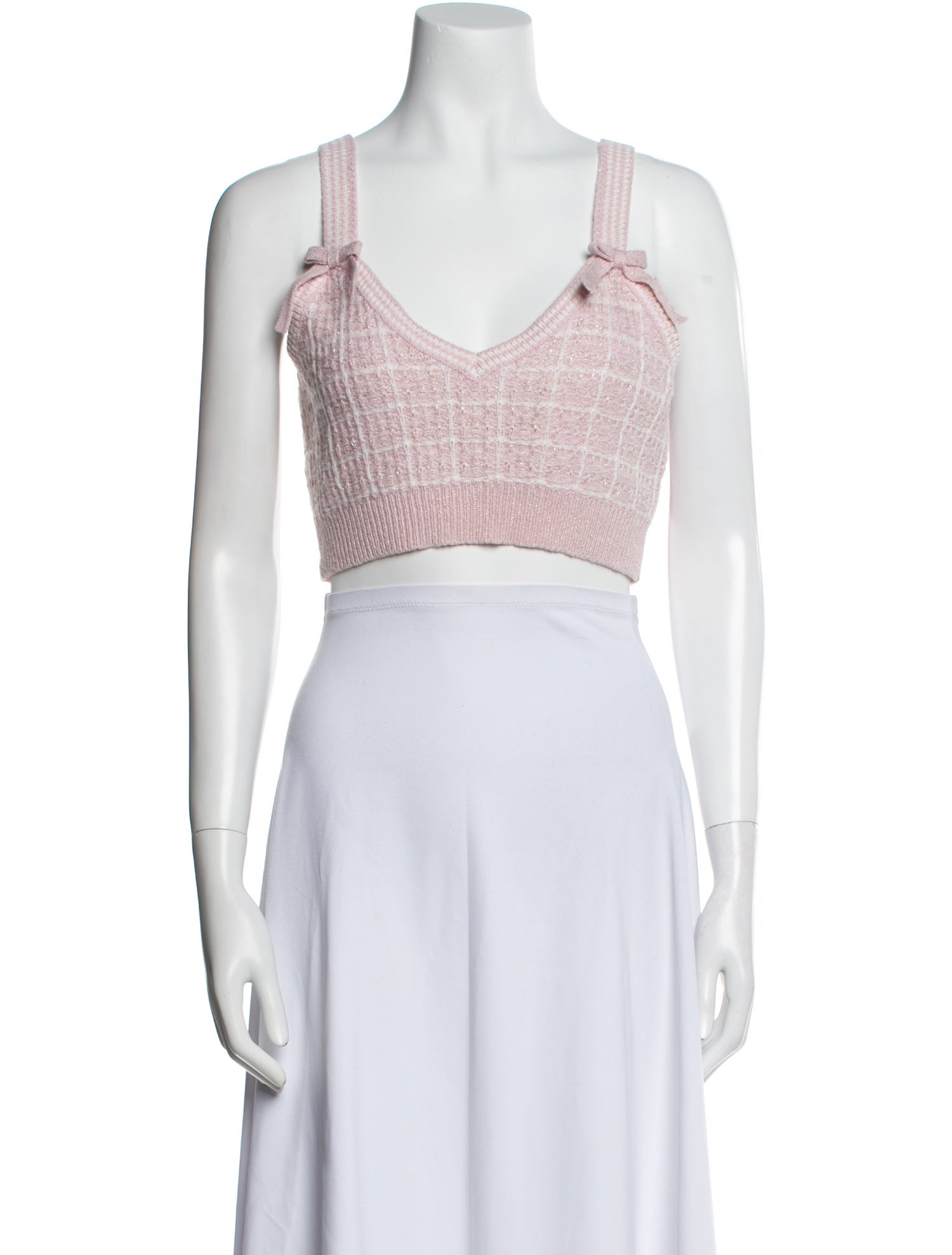 LoveShackFancy V-Neck Sleeveless Crop Top