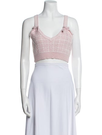 LoveShackFancy V-Neck Sleeveless Crop Top