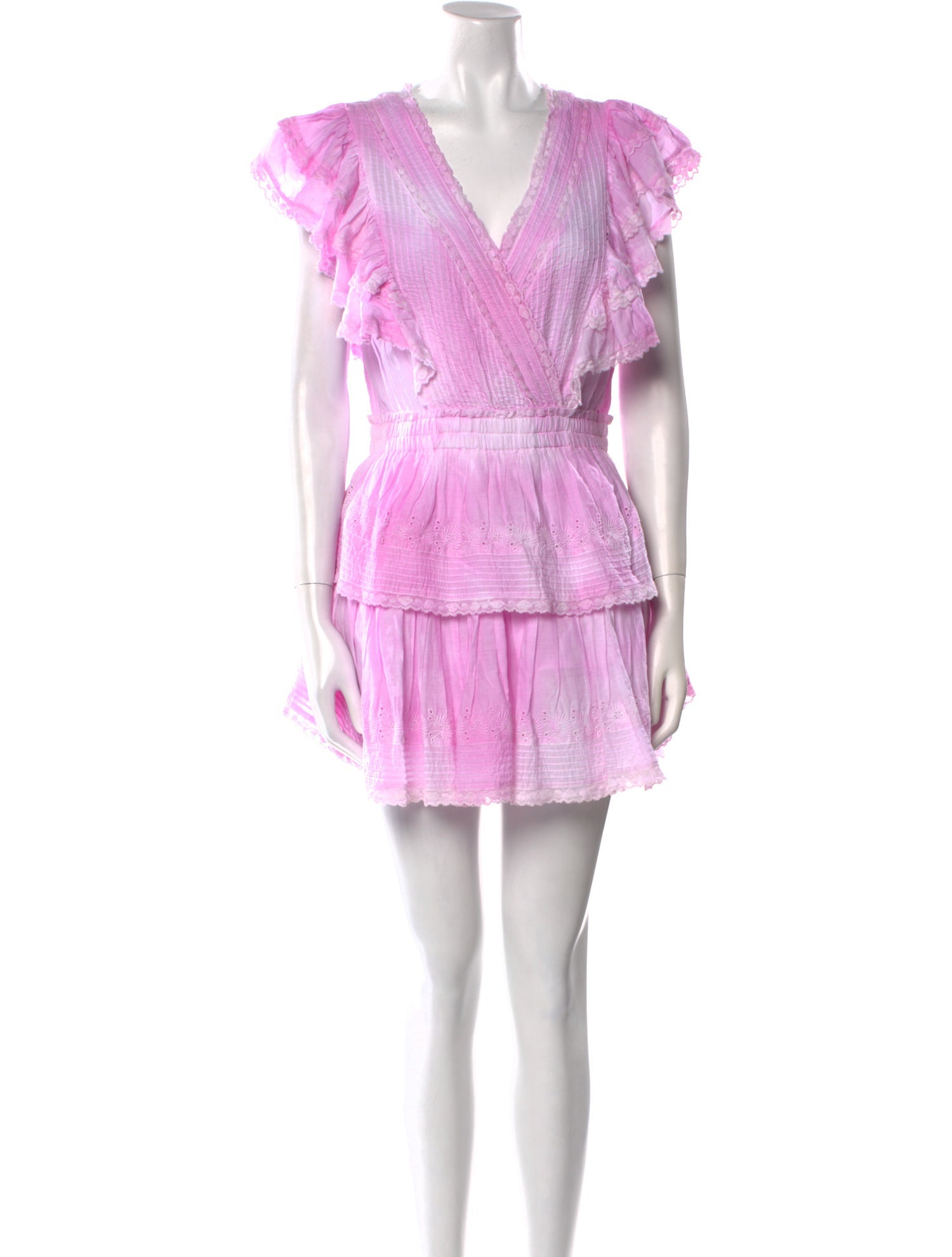 LoveShackFancy V-Neck Mini Dress