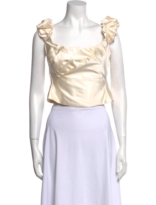 LoveShackFancy Square Neckline Sleeveless Crop Top