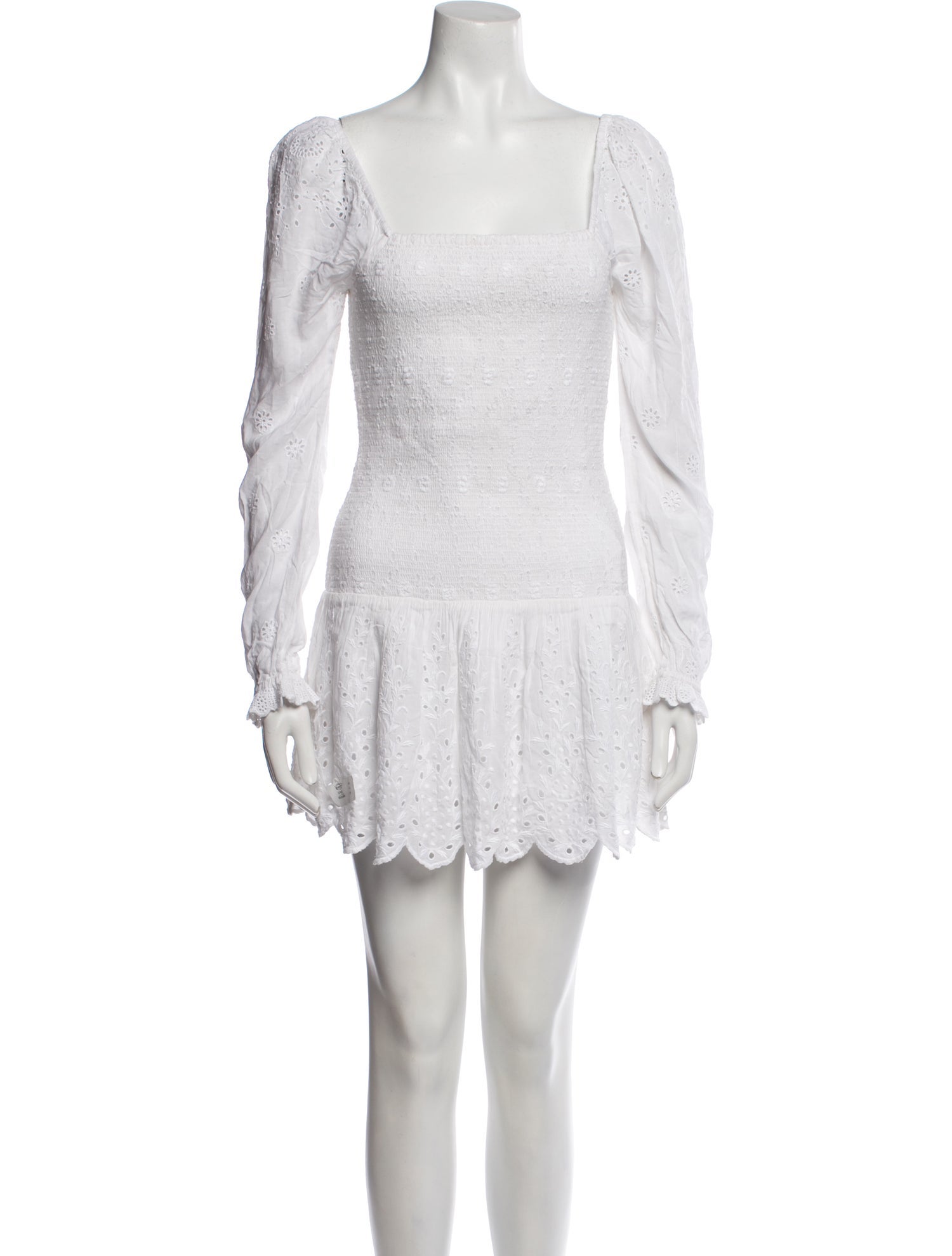 LoveShackFancy Square Neckline Mini Dress