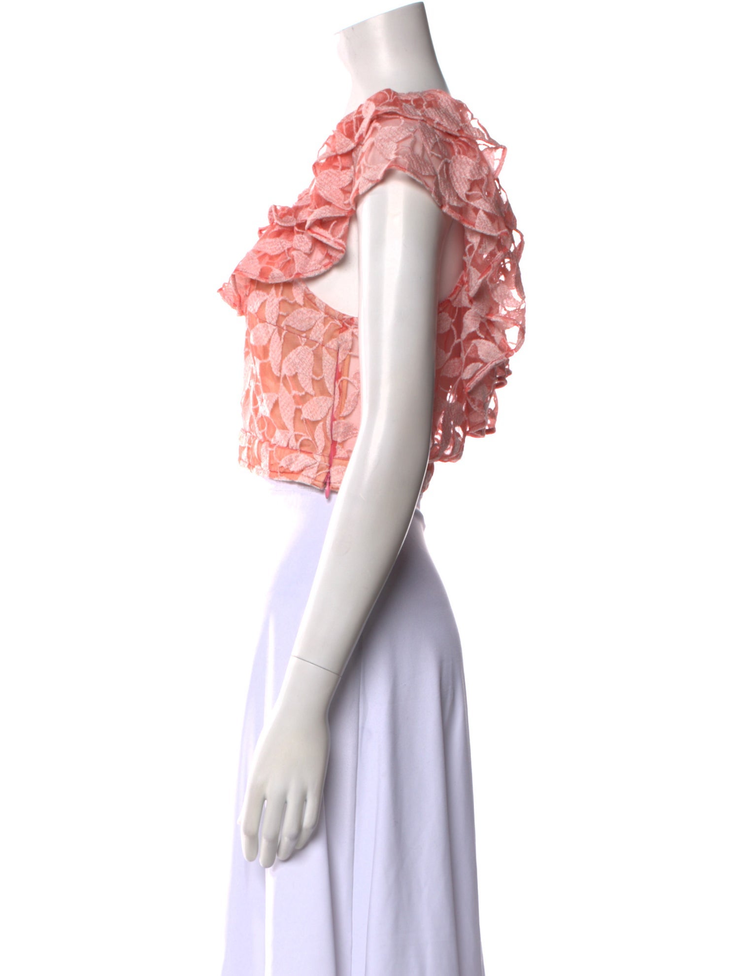 LoveShackFancy Lace Pattern Scoop Neck Crop Top