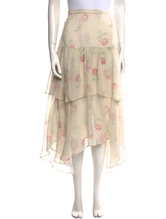 LoveShackFancy Floral Print Midi Length Skirt