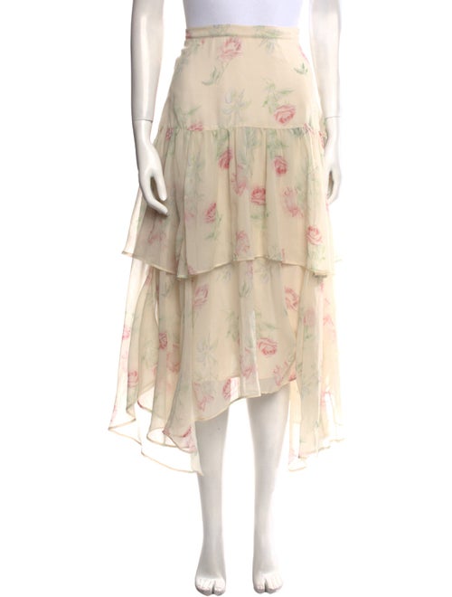 LoveShackFancy Floral Print Midi Length Skirt