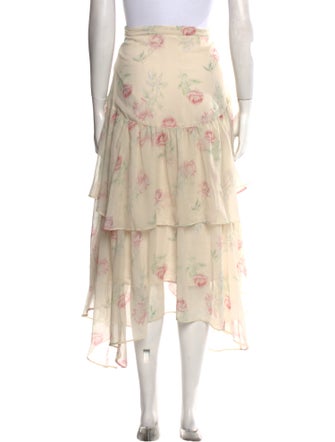 LoveShackFancy Floral Print Midi Length Skirt