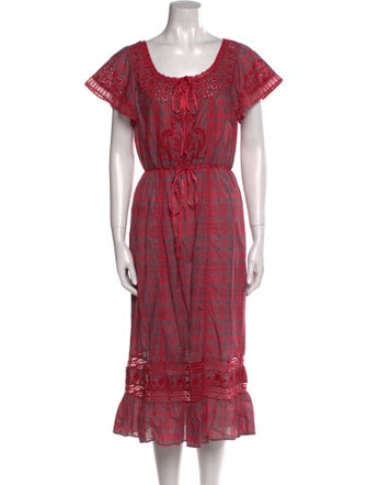LoveShackFancy Plaid Print Midi Length Dress