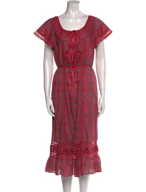 LoveShackFancy Plaid Print Midi Length Dress