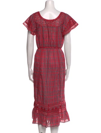 LoveShackFancy Plaid Print Midi Length Dress