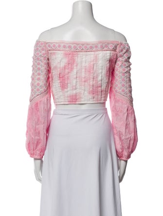 LoveShackFancy Tie-Dye Print Off-The-Shoulder Crop Top