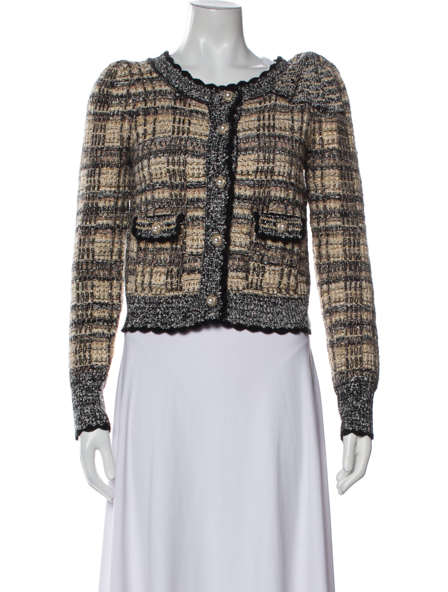 LoveShackFancy Nylon Tweed Pattern Evening Jacket