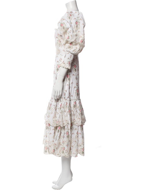 LoveShackFancy Floral Print Midi Length Dress