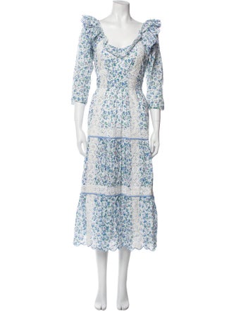 LoveShackFancy Floral Print Long Dress