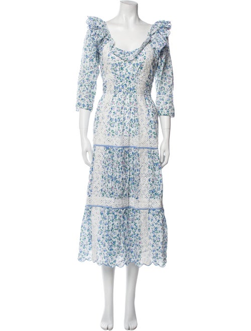 LoveShackFancy Floral Print Long Dress