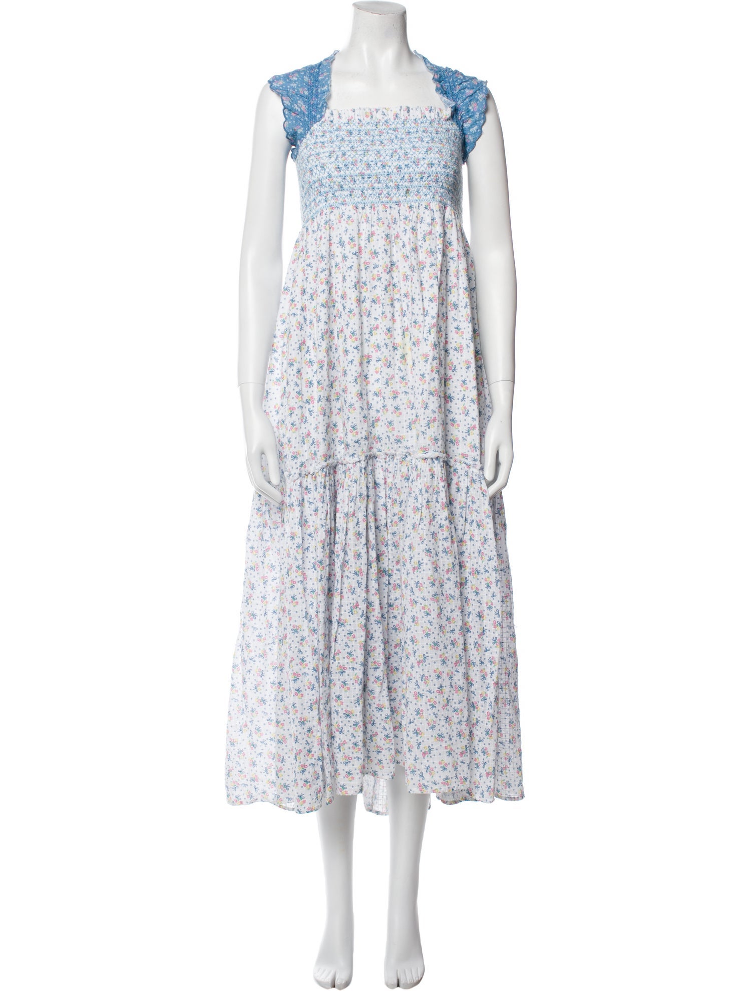 LoveShackFancy Floral Print Long Dress