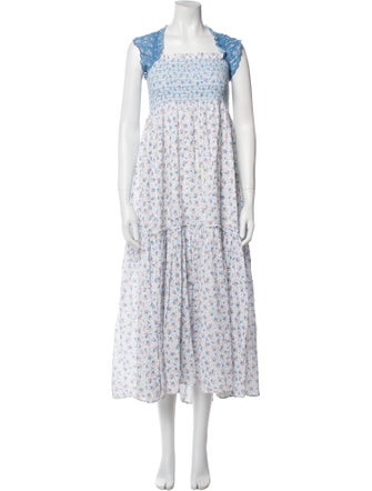 LoveShackFancy Floral Print Long Dress