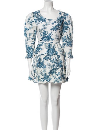 LoveShackFancy Floral Print Mini Dress