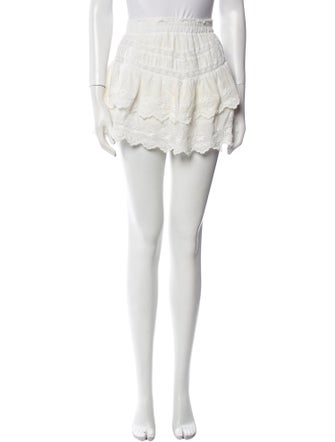 LoveShackFancy Embroidered Accent Mini Skirt