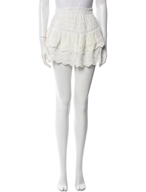 LoveShackFancy Embroidered Accent Mini Skirt