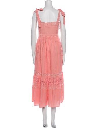 LoveShackFancy Square Neckline Midi Length Dress