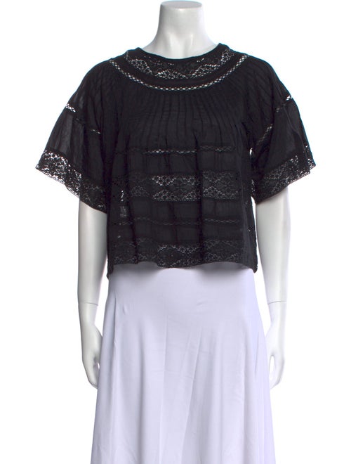 LoveShackFancy Scoop Neck Short Sleeve Crop Top