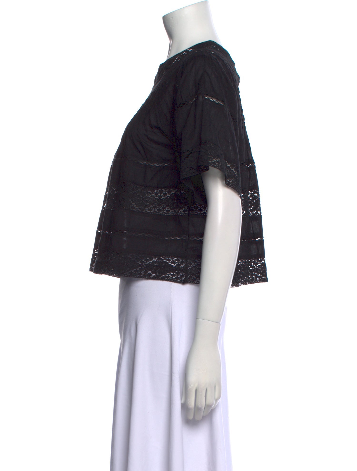 LoveShackFancy Scoop Neck Short Sleeve Crop Top