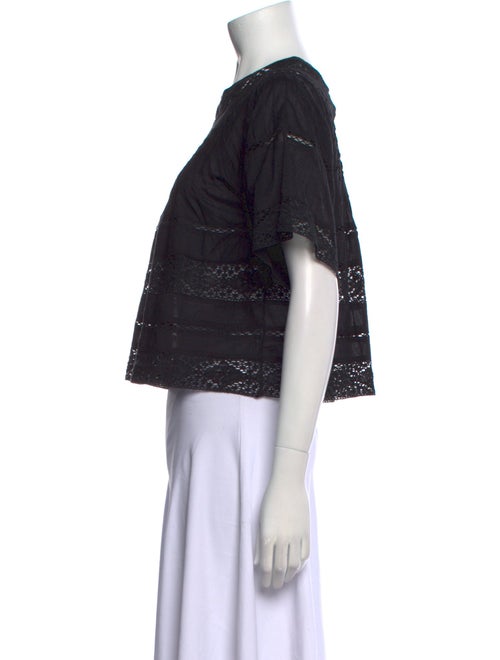 LoveShackFancy Scoop Neck Short Sleeve Crop Top