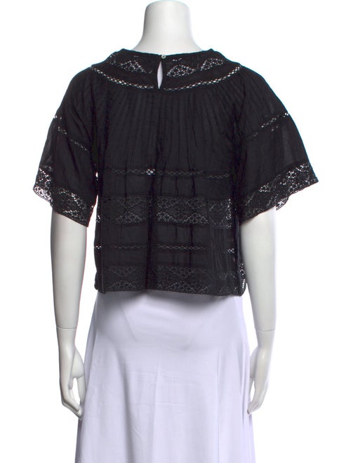 LoveShackFancy Scoop Neck Short Sleeve Crop Top