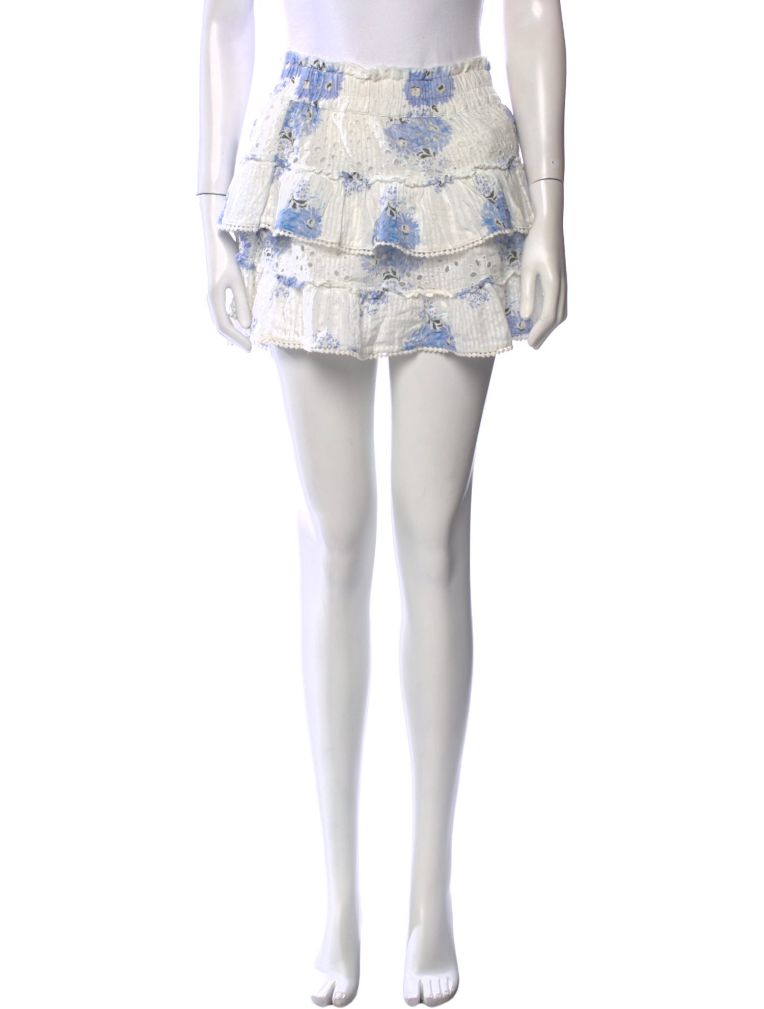 LoveShackFancy Floral Print Mini Skirt