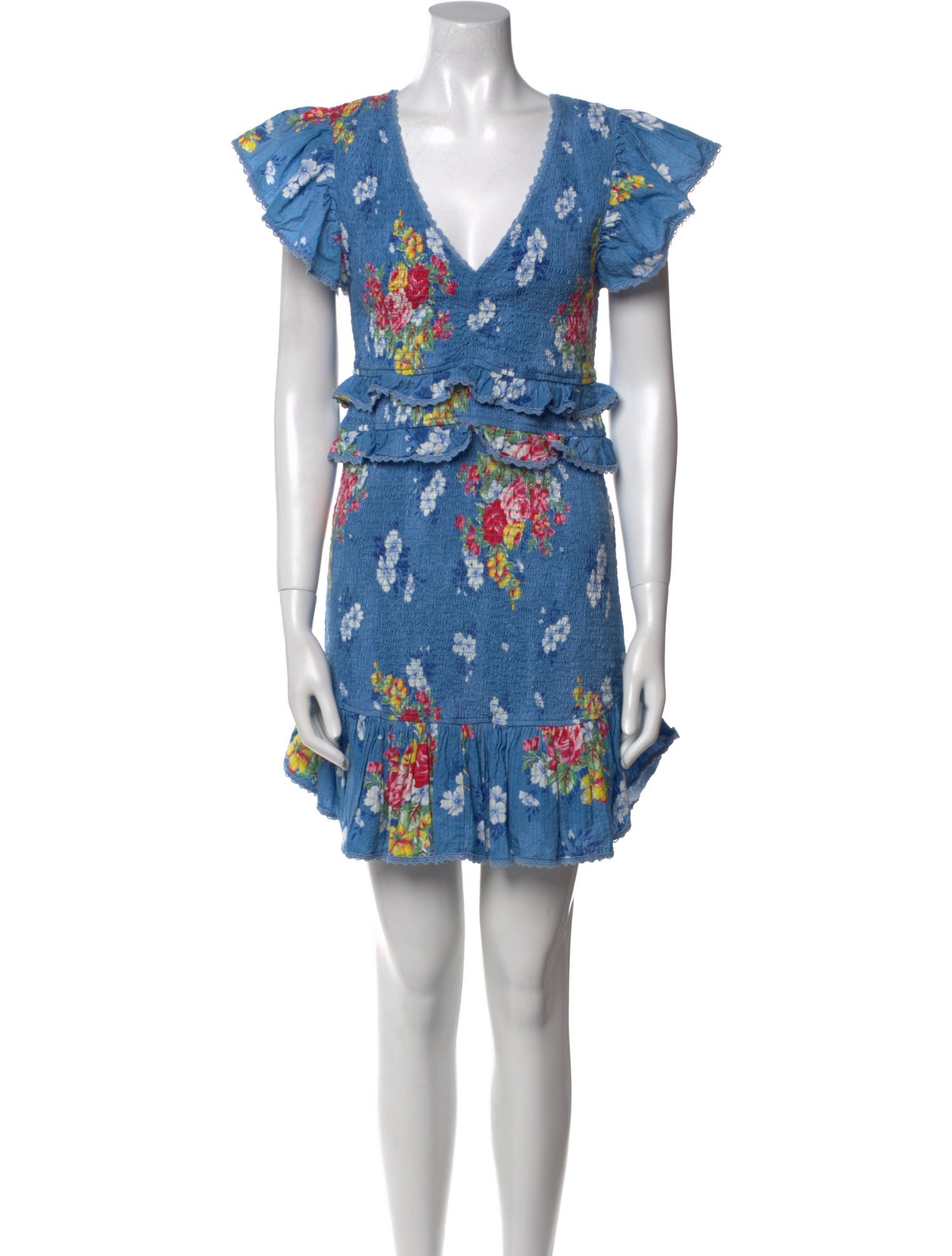 LoveShackFancy Floral Print Mini Dress
