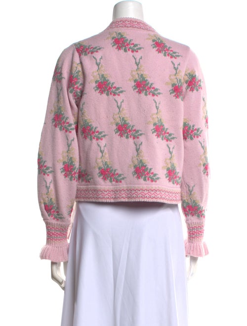 LoveShackFancy Floral Print V-Neck Sweater