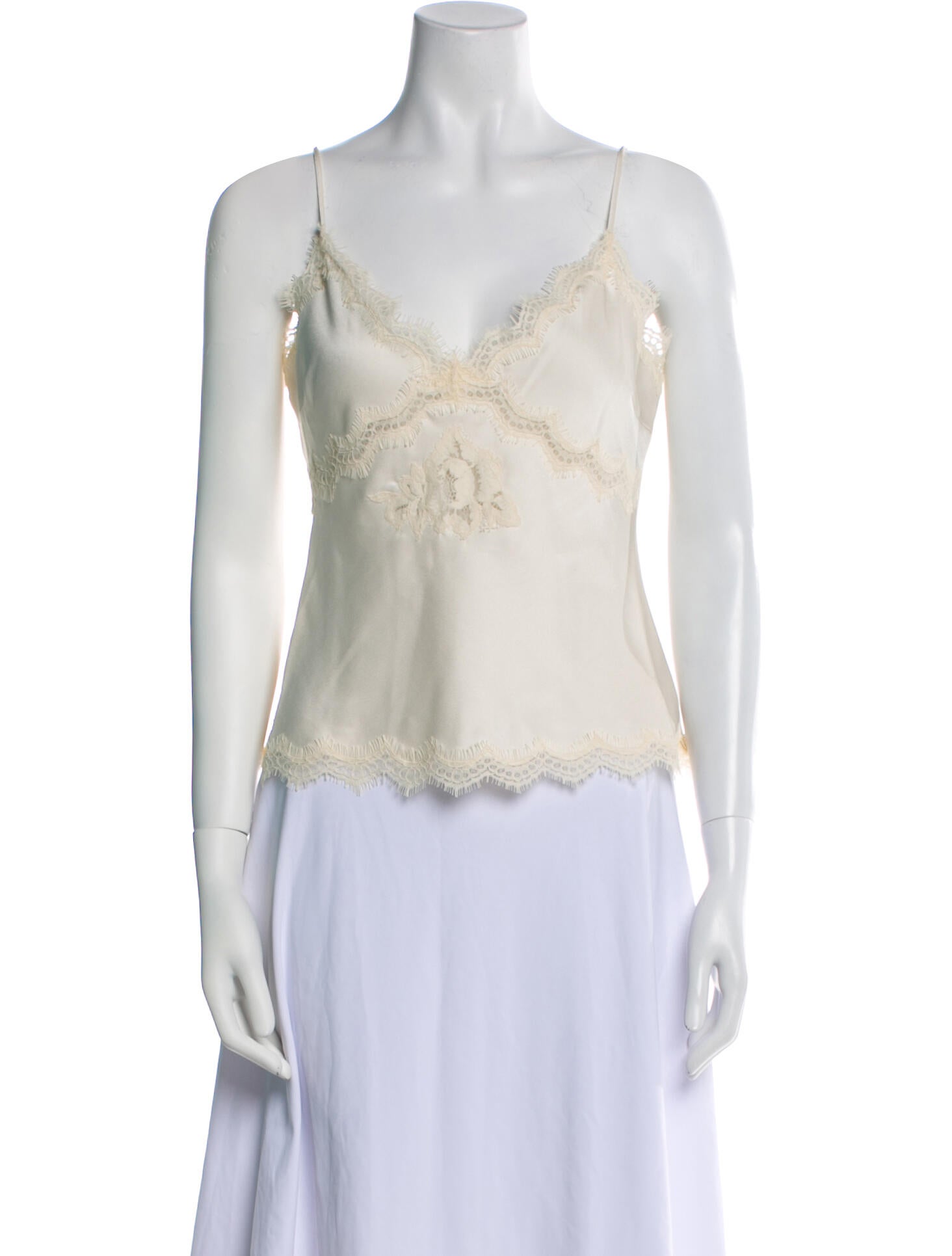 LoveShackFancy Lace Pattern V-Neck Top