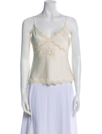 LoveShackFancy Lace Pattern V-Neck Top