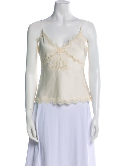 LoveShackFancy Lace Pattern V-Neck Top