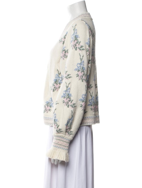 LoveShackFancy Floral Print V-Neck Sweater