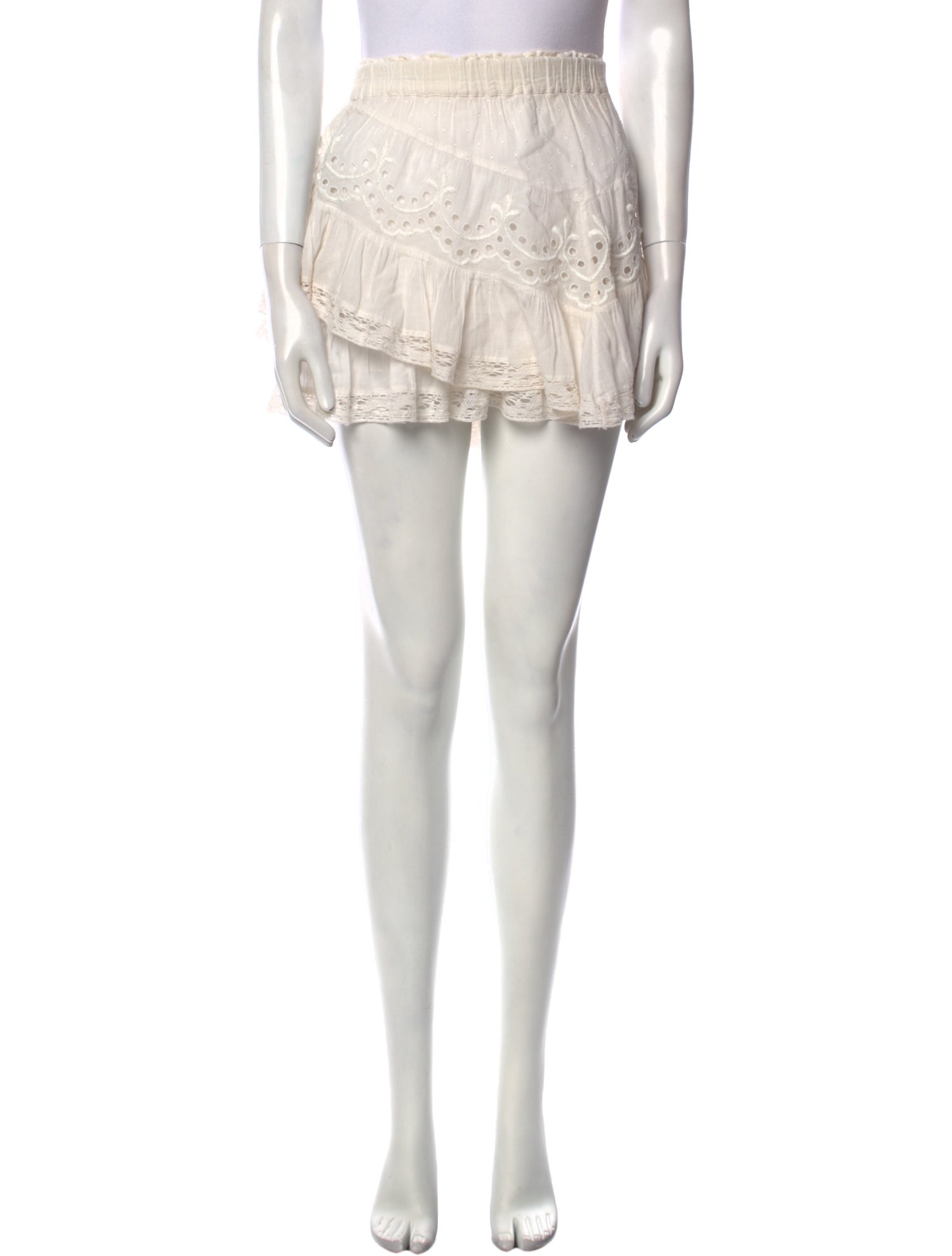 LoveShackFancy Embroidered Accent Mini Skirt